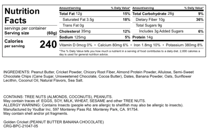 6x Golden Cricket Protein Bars